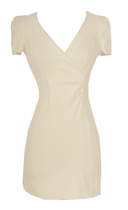 Crossing Over Sheath Dress in Ivory